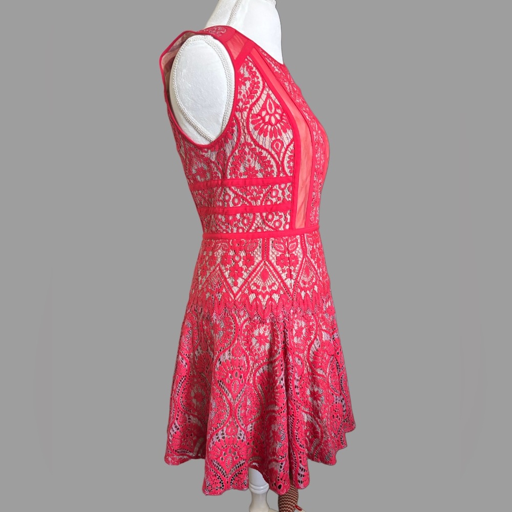 BCBG Max Azria Elegant Red Lace Dress - Picture 2 of 12